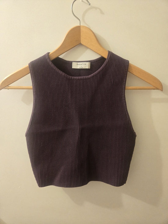 Babaton Tops - Babaton Ribbed Crop Tank in Plum